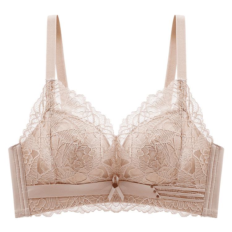 Qu Yi Fenghua Sexy Lace No Steel Rim Small Chest Flat Chest Thickened Gathering Upper Support Adjustment Bra Cover