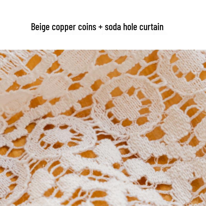 Nordic Beige Geometric Floral Lace Curtain Fabric for Living Room and Bedroom