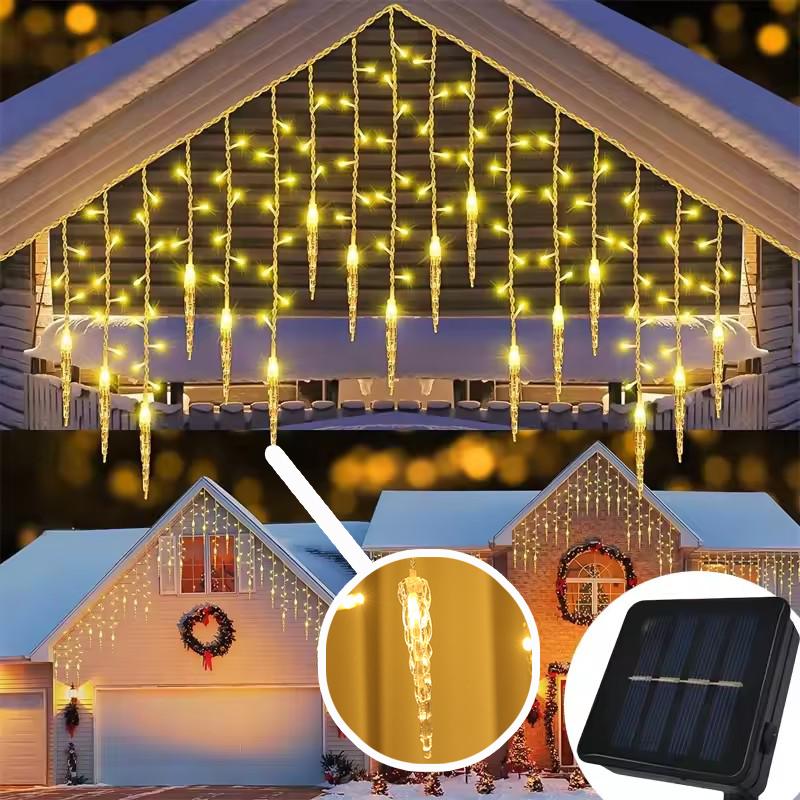 96/162 LED Solar Wasserfall Lichterkette Vorhanglicht Außen Wasserdicht Hof Dekoration Licht Weihnachten Lichterkette Weihnachten