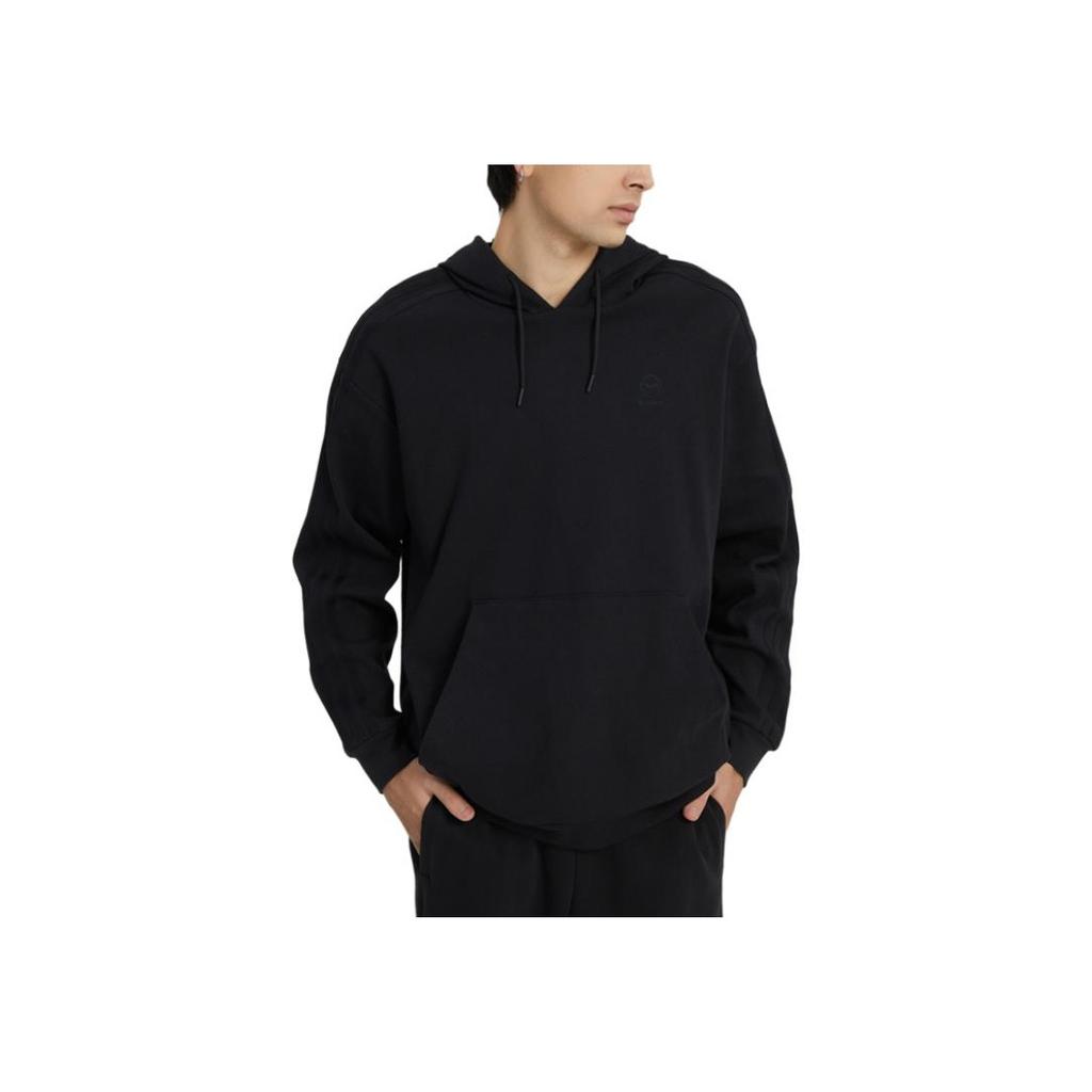 Adidas Neo Solid Color Logo Embroidered Knit Hoodie Unisex Hoodie Black IA6894