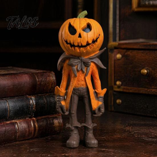 Unique Holiday Interior Ornaments Halloween Pumpkin Man Figurine, Resin Figure, Classic Ghost Desktop Decoration for Home Face Ornament Tabletop