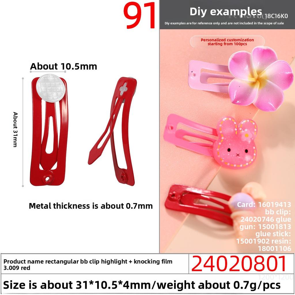 Mini Quadrat Pulverbeschichtet Hochglänzend Bb-Halter Niedlicher Kinder Macaron Bunter Bye-bye-Halter Handgefertigtes Haaraccessoire