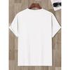 European size Men'S Casual Crew Neck T-Shirt with Cross & Letter Print - Streetwear, Short Sleeve, Regular Fit, Summer Streetwear