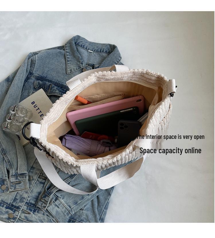 2024 Autumn/Winter Large Corduroy Tote: Korean Style Crossbody & Shoulder Bag