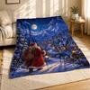 Santa Snowy Village Walk Coral Fleece Blanket Christmas Decor