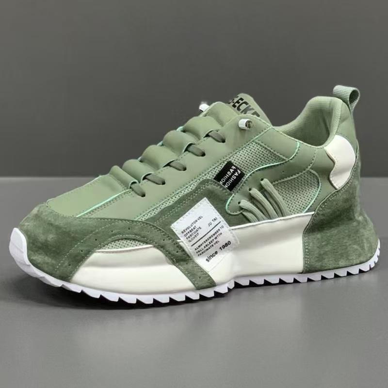 Sports Shoes Men's 2025 Spring and Autumn New Mesh Breathable Sports Shoes Fashionable Thick Soled Lace Up Casual Running Shoes