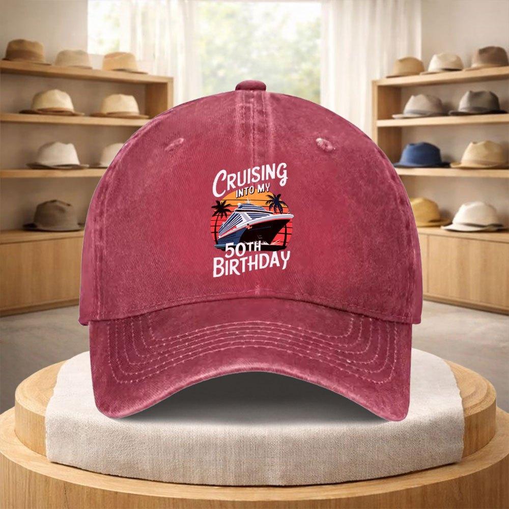 th Birthday Cruise Themed Adjustable Baseball Cap Lightweight Vintage Style for Unisex Women Outdoor Sports Streetwear
