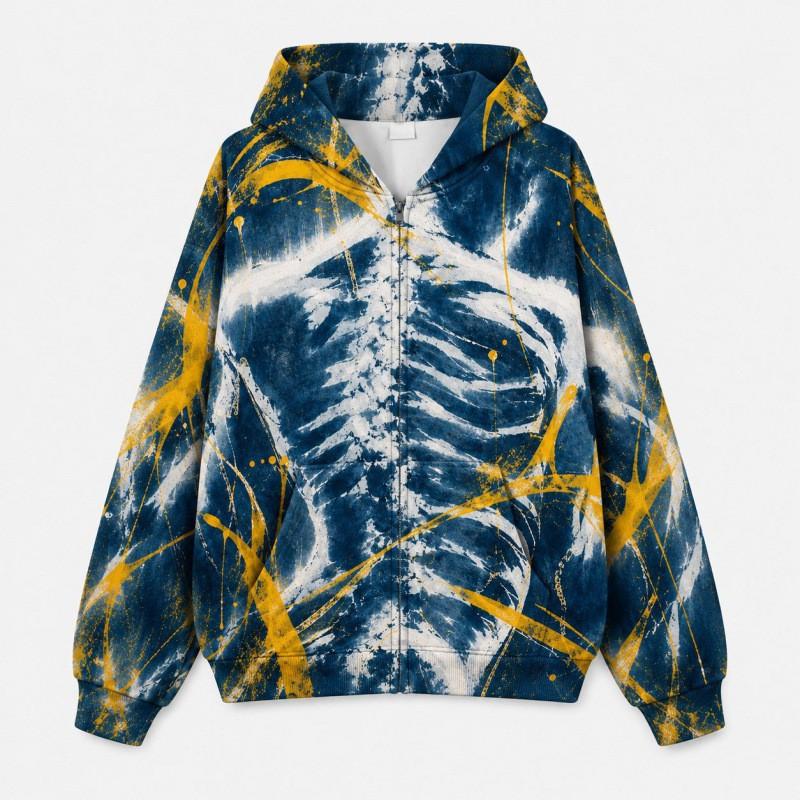 Y2K Camo Print Zip Hoodie Couples Streetwear Loose Fit Long Sleeve Casual