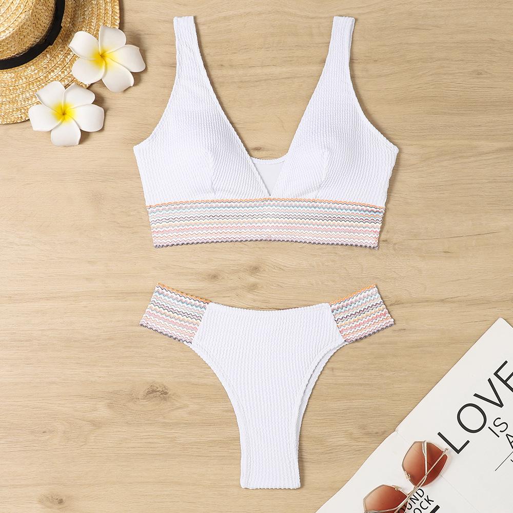 1011 new European and American sexy high-waisted split bikini women's swimsuit