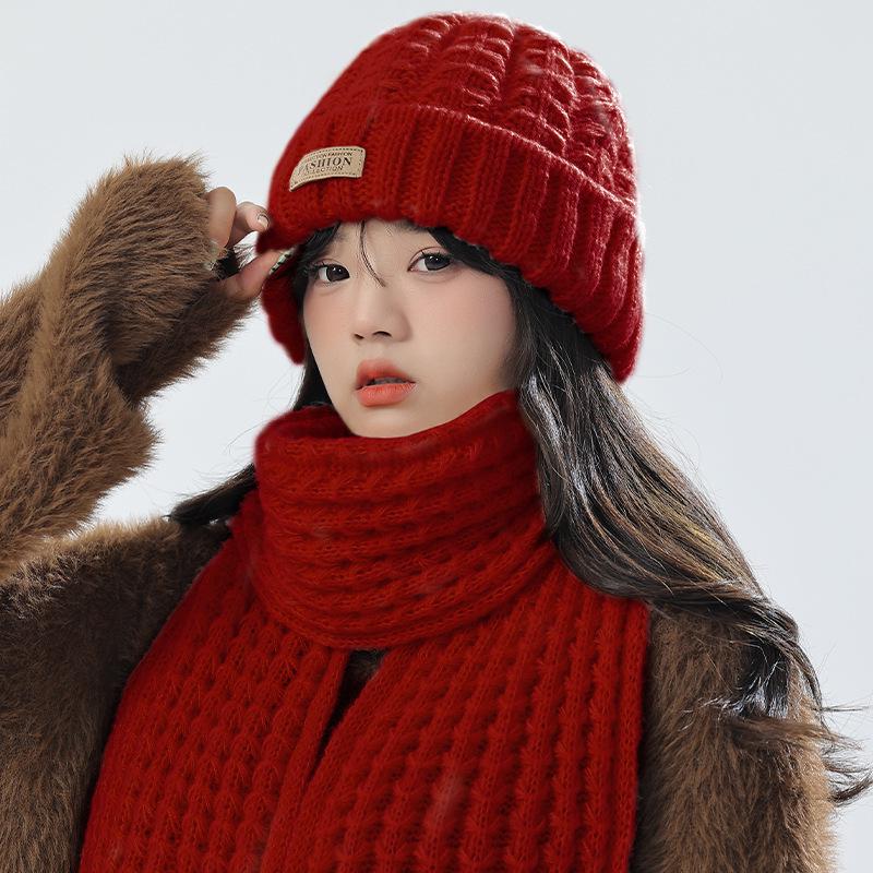 Damen Koreanischer Strickmützen- und Schal-Set – Winter Warm, Vielseitiges Design