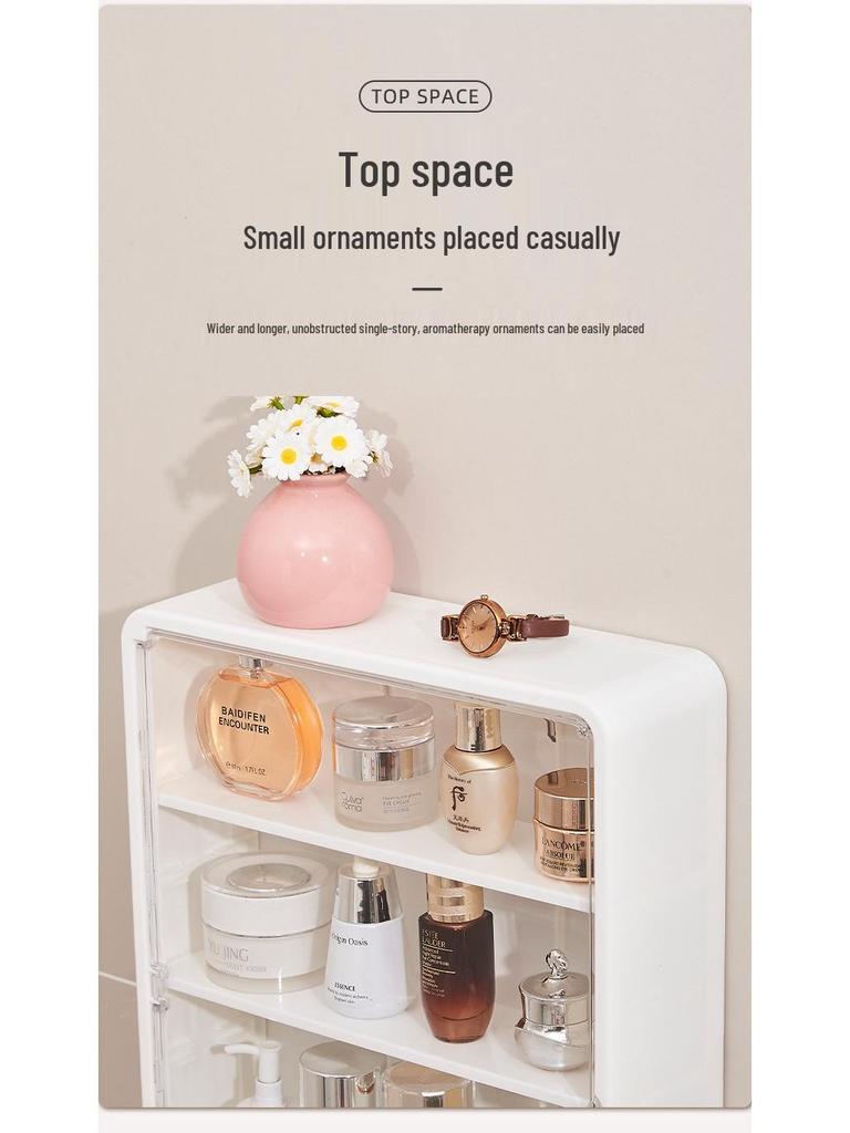 Wandmontierter, bohrfreier, staubdichter Badezimmer-Hautpflege-Organizer