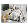Parure De Lit - Housse Couette + 2 Taies - 260 X 240 Cm - Motif Plumes - 100% Coton Doux