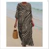 Women's Round Neck 3/4 Sleeve Midi Dress Casual Loose Solid Color Beach Vacation Long Dress
