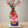 Abstract Human Figure Smiling Face Abstract Colored Resin Vase Flower Arrangement Accessories Flower Vase Home Decoration