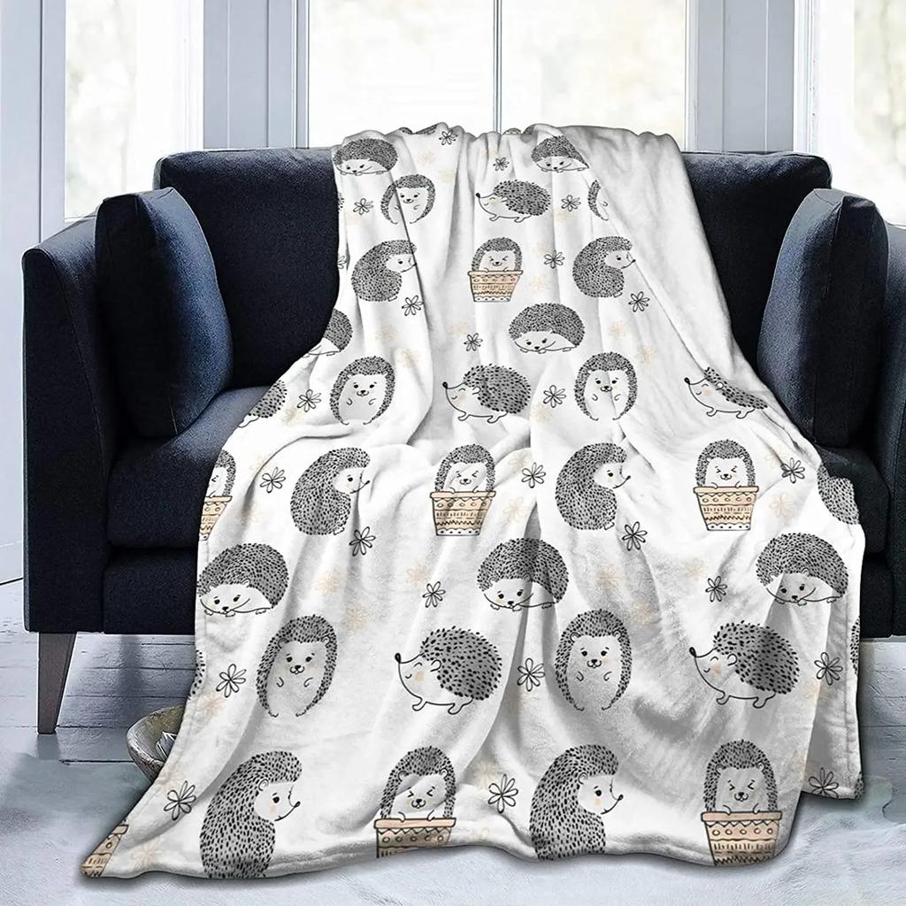 Hedgehog Blanket, Soft Flannel Throw Blanket with Super Cute Hedgehog Gifts for Girl Women Hedgehog Lovers Blanket for Couch Bed