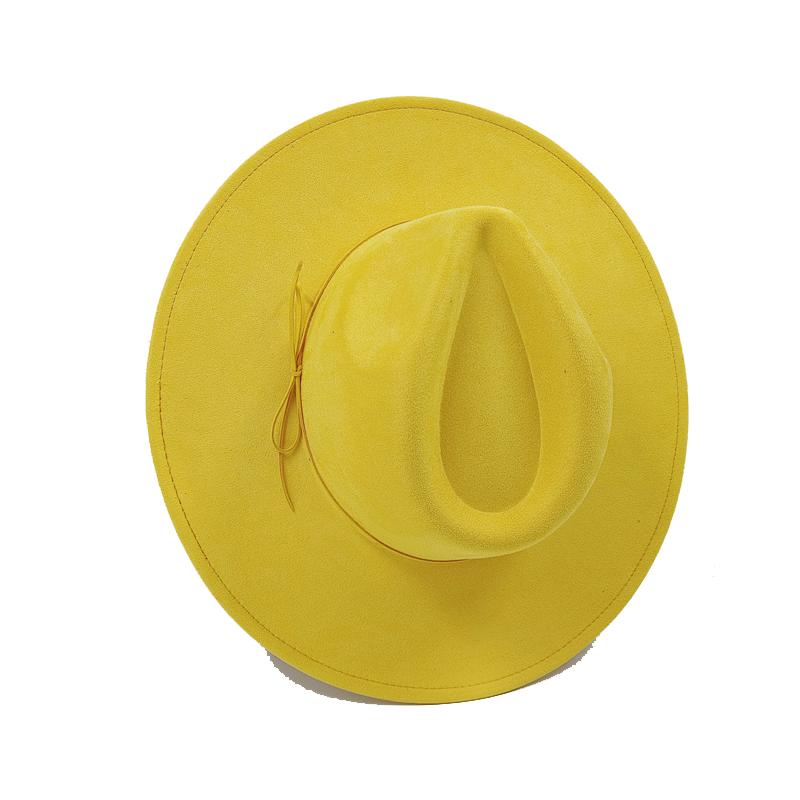 Cappello a Cilindro Piatto Rotondo 9,5 cm in Scamoscio Uomo Donna Cappello da Cowboy Western Cappello Fedora per Feste e Palco Design Autostile Stile Etnico Cappello Superiore