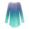 Dámské módní volné tričko s dlouhým rukávem a potiskem na knoflíky a límec