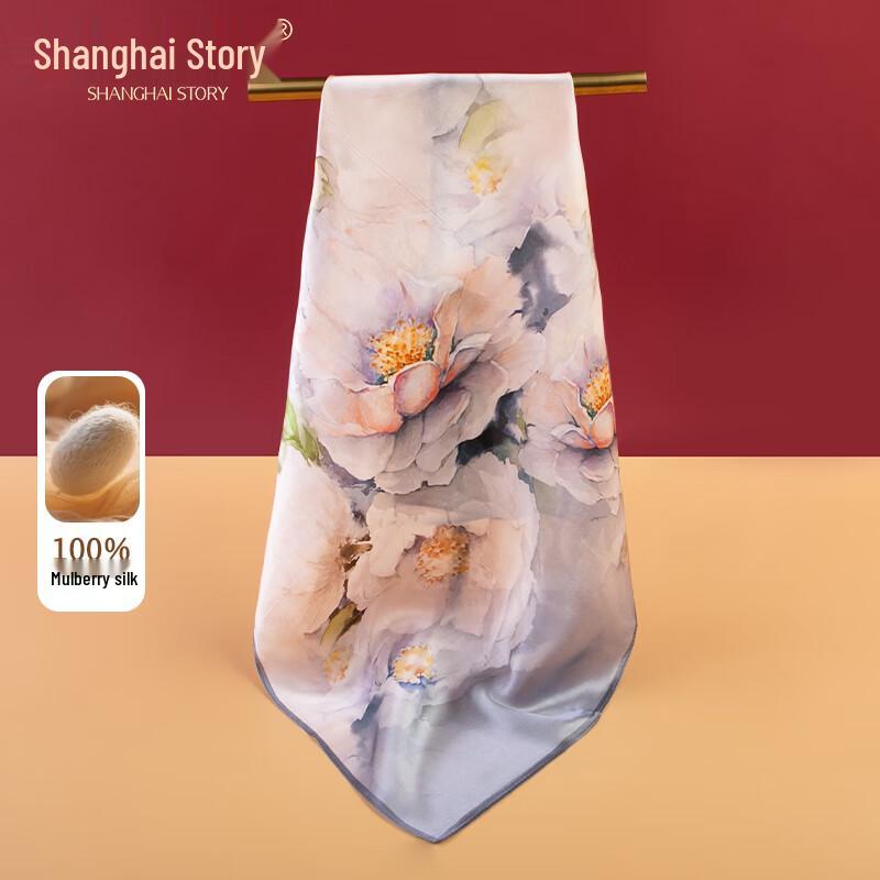 Shanghai Story 100% Mulberry Silk Small Square Scarf Gift Box