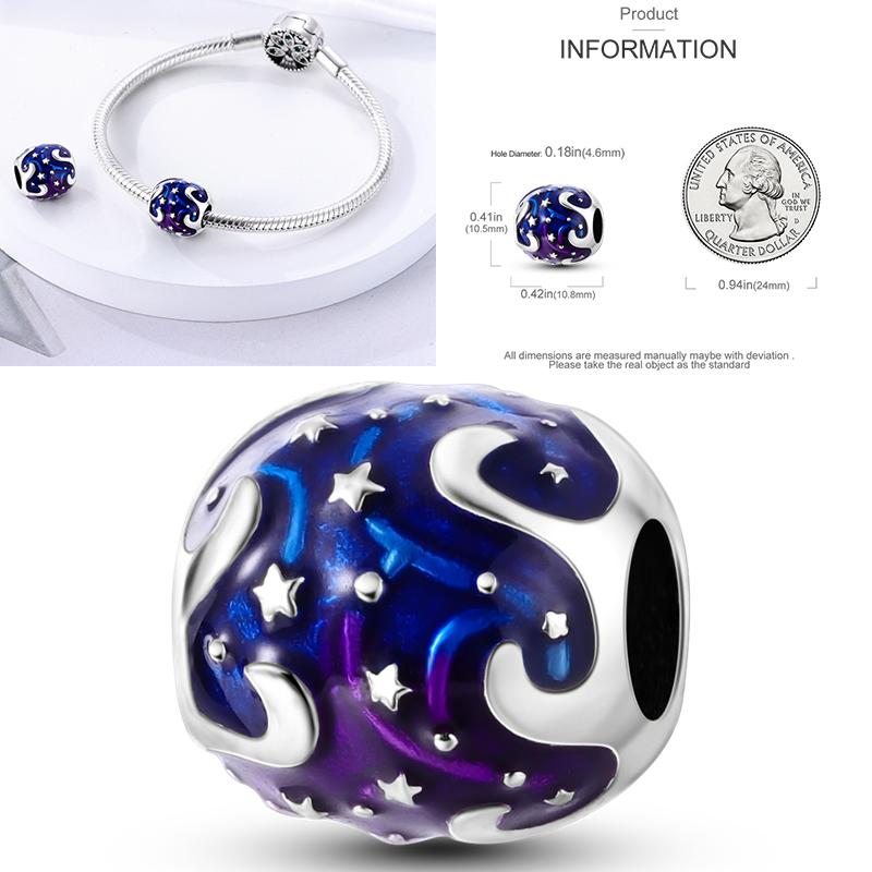 Charms Bead Copper Starlit Sky Moon Sun Earth Universe Charm Fit Bangle Bracelet Necklace Diy Jewelry