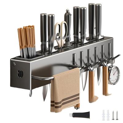 Wall Mounted Utensil Rack with Hooks Robust Carbon Steel Kitchen Cutlery Holder with Detachable Parts for Cleaning