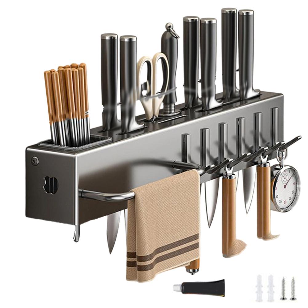 

Wall mounted utensil rack with hooks robust carbon steel kitchen cutlery holder with detachable parts for cleaning China Mainland