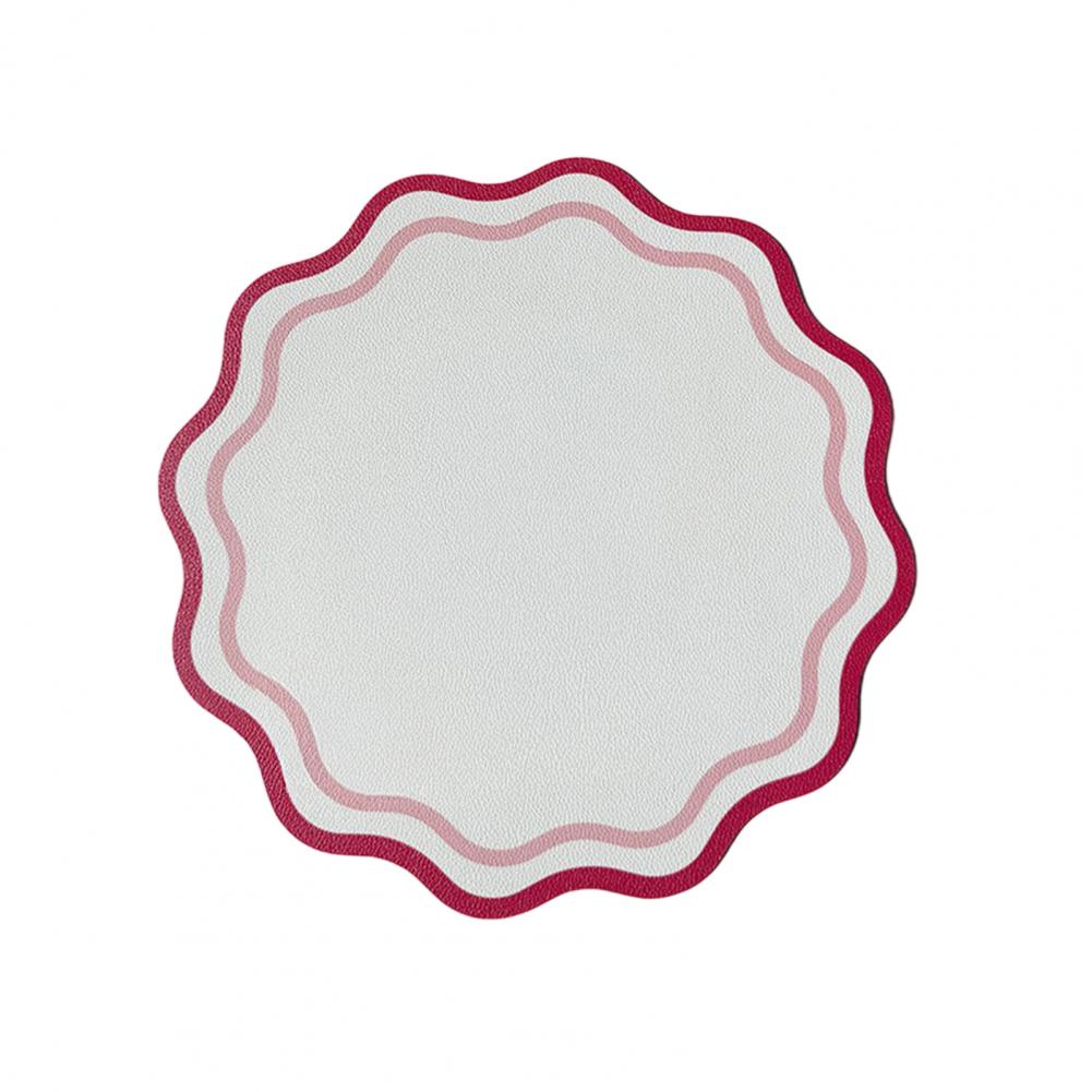 Stain-resistant Table Placemat Heat Resistant Table Protector Elegant Faux Leather Scalloped Placemats for Kitchen 40 x 140cm