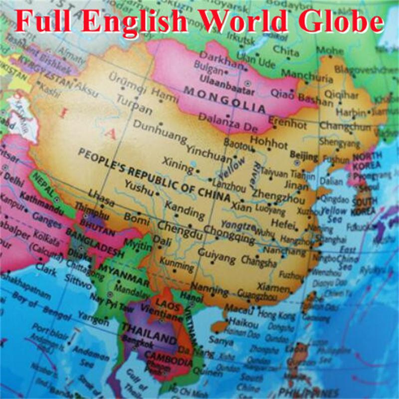 Kugeldurchmesser 20 cm, vollständig englischer Globus, HD-Druck, Schreibtisch, Unterricht, LED-Leuchten, Globus aus Metall, ABS, 360 ° drehbar, Bürohandwerk