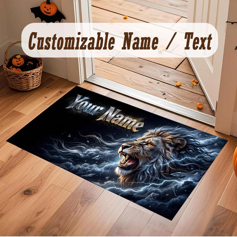 Animals Theme Crystal Velvet Floor Rug Personalized Custom Name Text Warm Carpet Home Decoration
