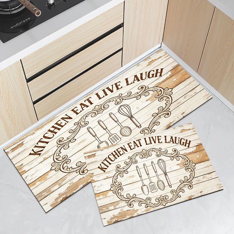Retro Border Kitchen Tool Runner Rug Waterproof Oilproof Non Slip Anti Fatigue Farmhouse Floor Rug