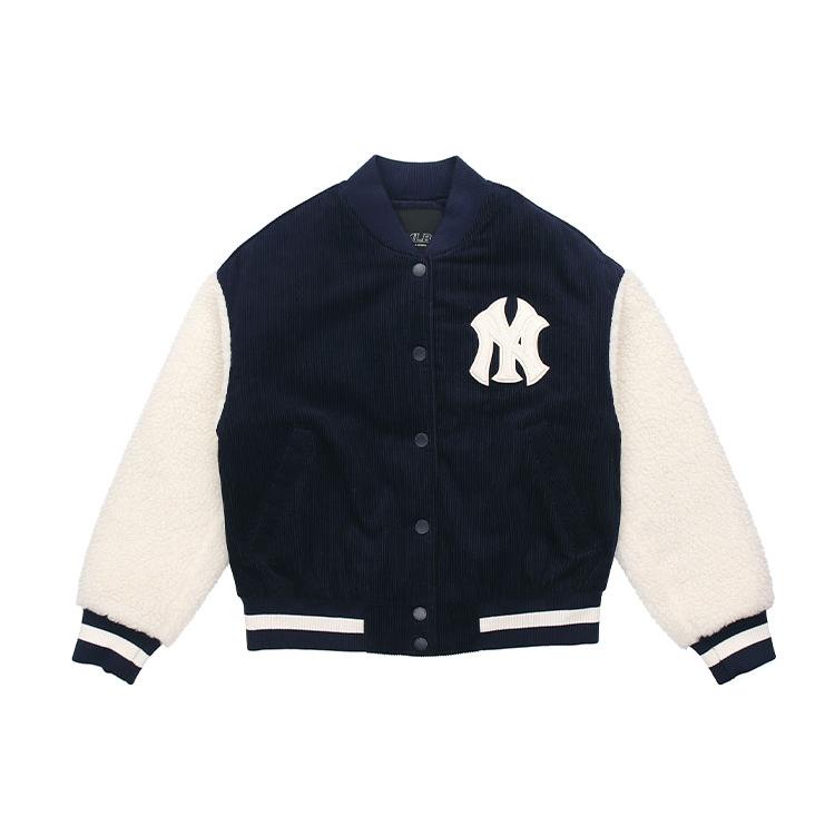MLB Baseball Jerseys Unisex Navy Blue Baseball Collar Thickened Straight Fit 31JPF6061-50N XS