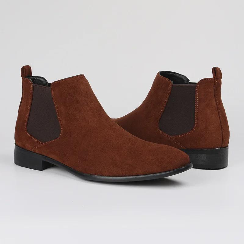 Men's Square Toe Chelsea Ankle Boots - Versatile Fashion Short Boots
