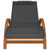 Sun Lounger with Cushion Grey Textilene and Solid Poplar Wood