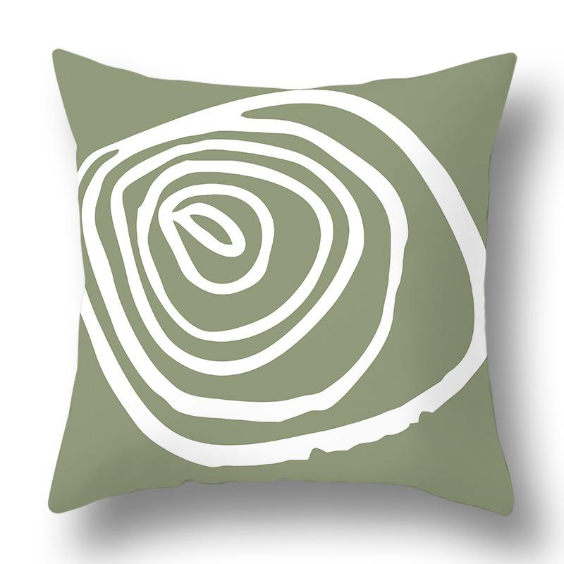 Nordic Abstract Green Geometric Pillowcase Flower Print Home Petal Velvet Pillow Cushion Cover
