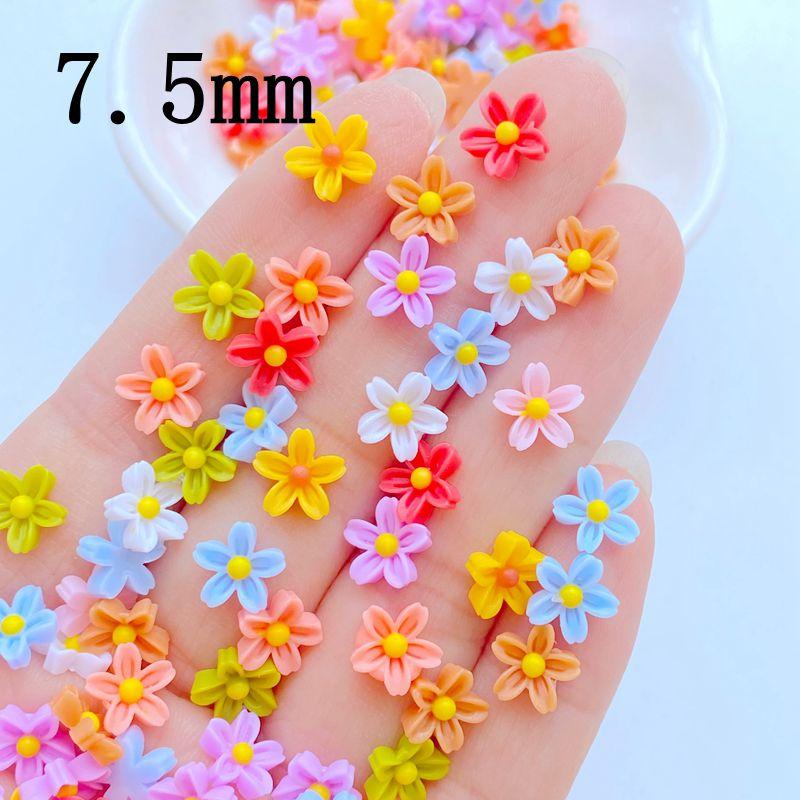 200Pcs New Cute Mini 8mm Flower Flat Back Resin Nail Enhancement  Jewelry Craft Decoration Accessorie