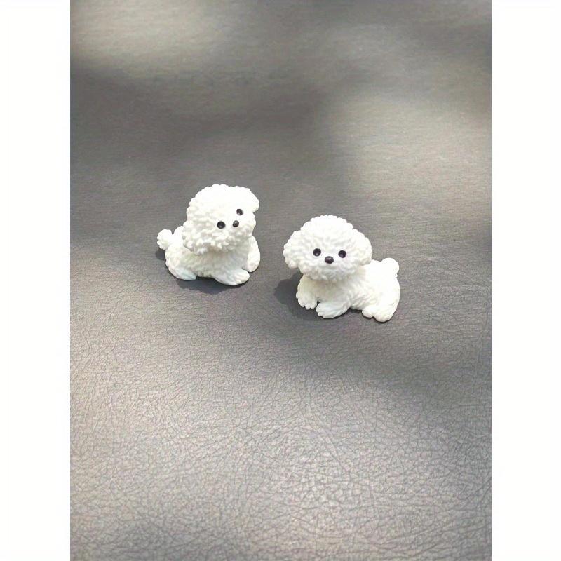 2pcs Super Cute White Bichon Dog Car Decoration Ornaments, Exquisite Small Gifts