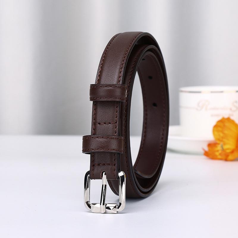 1.8Cm Small Fresh Leather Belt For Women, Korean Version Of Trendy Versatile Pure Cowhide Belt, College Style Thin Belt For Women