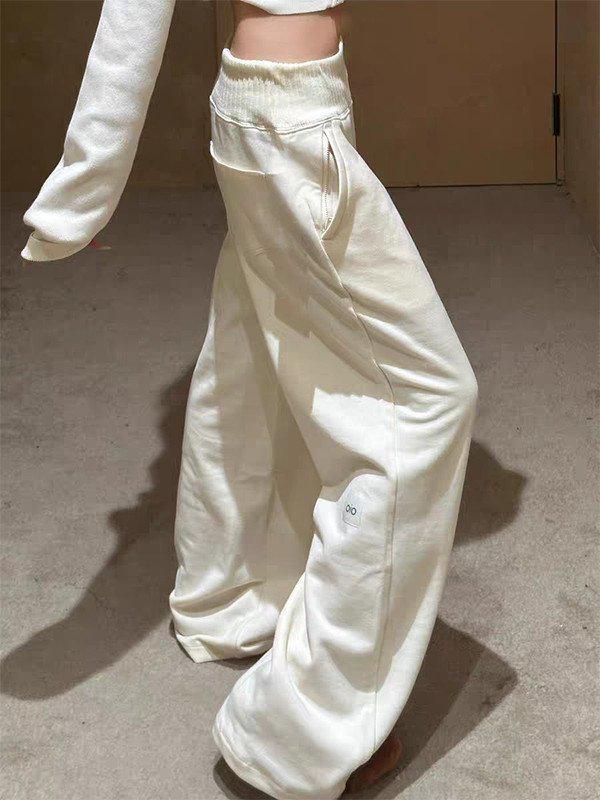 Women's Retro Korean Style Wide-Leg Sweatpants for Spring/Autumn