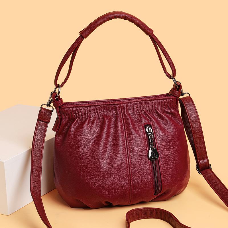 Fashionable Handbag Ladies' Bag Bucket Bag Underarm Bag Casual Soft Leather Feel Crossbody Bag for Middle-aged Women