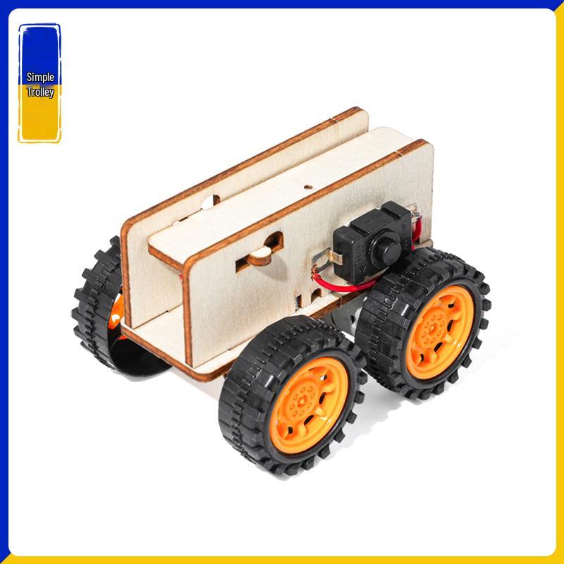 Handmade Wooden DIY Mini Car - Creative Science Experiment for Students