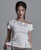 Aejeuyua Punched Asymmetrical Off-Shoulder Tee White