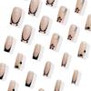 Square Press On Nail French Tips Fake Nail Full Cover False Nail with Flower Designs Artificial Acrylic Nail for Women