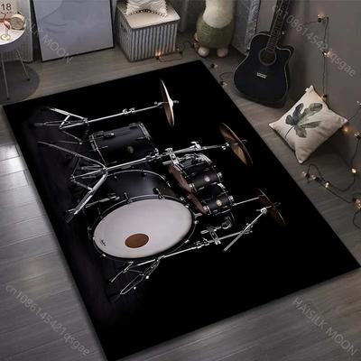 HD Schlagzeug-Set Druck Teppich für Wohnzimmer Schlafzimmer Bettseite Sofatisch Bodenmatte Musikzimmer Heimbereich Teppich Dekor Große Größe