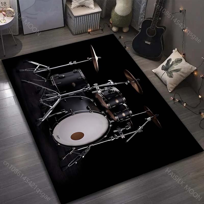 

HD Drum Set Print Carpet for Living Room Bedroom Bedside Sofa Table Floor Mat Music Room Home Area Rug Decor Large Size 40x60cm (16x24in)
