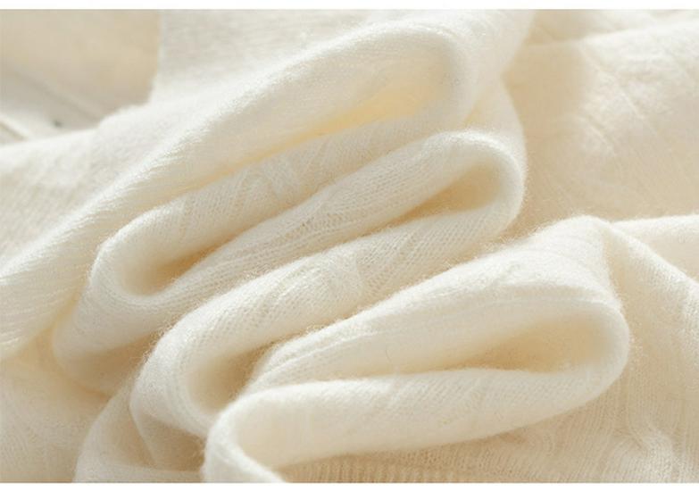 Women's Pure Cashmere Cardigan - Round Neck, Solid Color, Loose Fit, Long Sleeve Knit Sweater