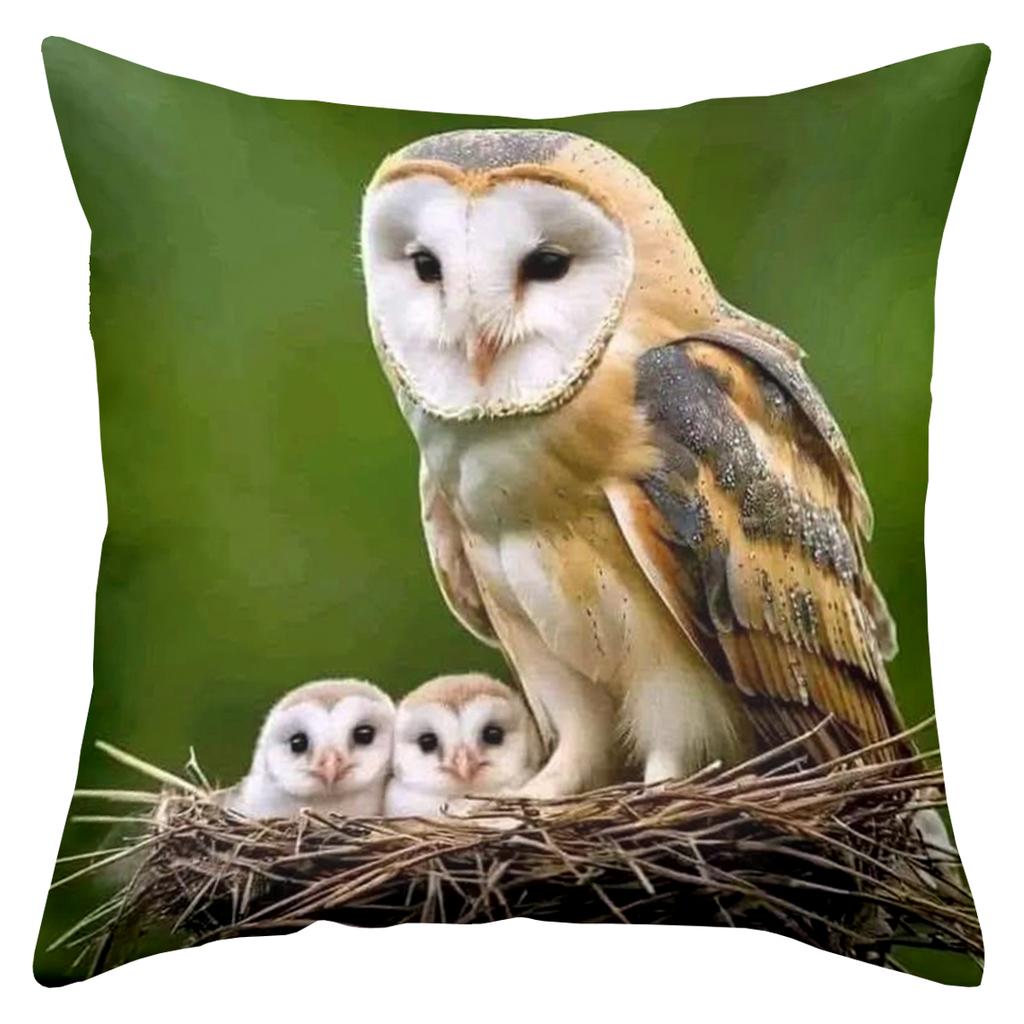 Barn Owl Decorative Pillows With Nest And Mountain Scenes Polyester Pillowcase, Sofa Decorative Cushion Cov Headboard Pillow