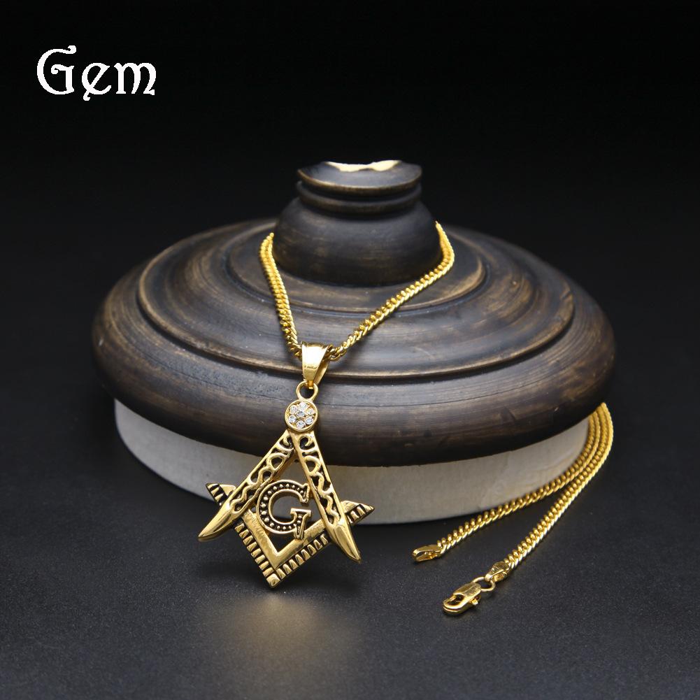 Hiphop stainless steel retro old made with diamonds AG pendant masonic pendant hip hop rap necklace