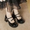 Mode Élégant Escarpins à Talons Hauts pour Femmes Mary Janes Chaussures Classiques Escarpins de Soirée Noir Blanc à Talons Épais Chaussures de Mariage Bureau pour Femmes