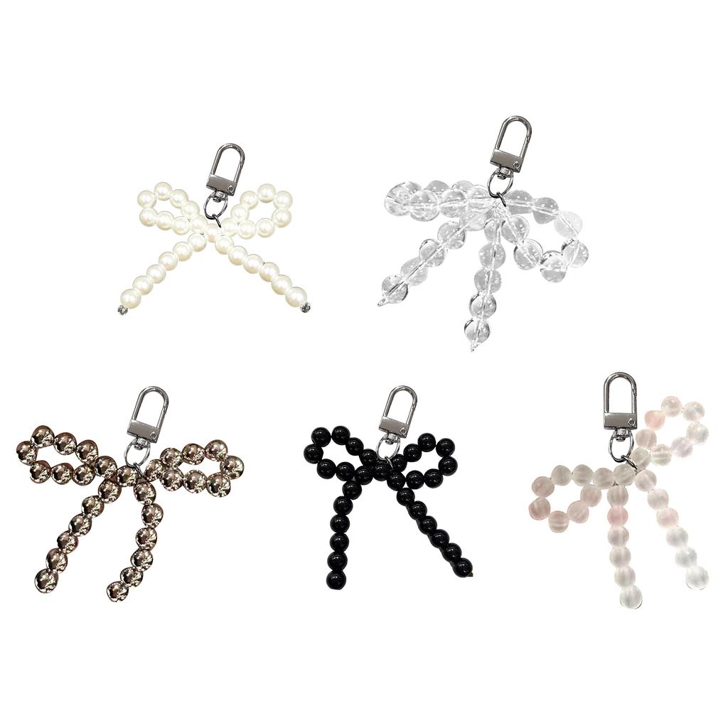 Cute Bowknot Keychain Pendant Fashionable Beaded Phone Charm for Case Decoration Lovely Charm for Women and Girls