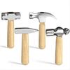 2025+ 4Pcs Small Hammer Set, · and Polished Steel Head, Short Wood Handle, 10oz Claw Hammer, 11oz Ball Peen Hammer