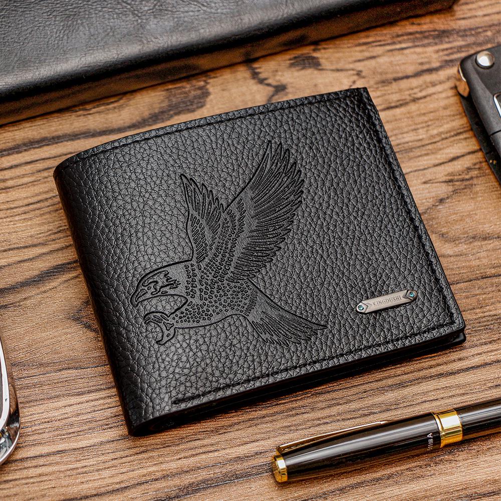 Men's Fashion Business Wallet with Multi-Card Slots and Embossed Eagle Design